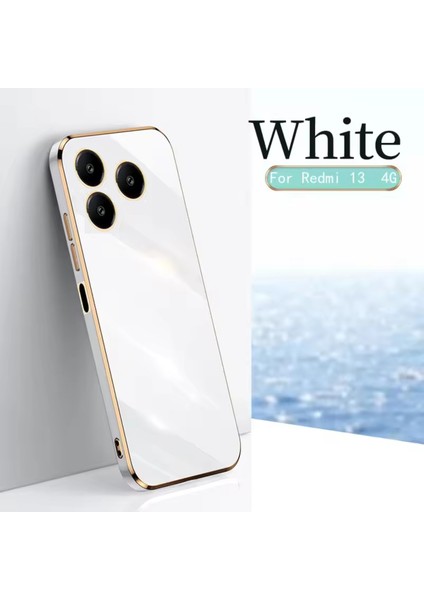 Xiaomi Redmi 13 4g Kılıf Parlak Kenarlı Altın Işlemeli Kamera Korumalı Kapak