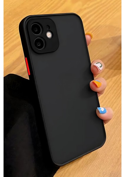 Apple iPhone 11 Kılıf Kamera Korumalı Mat Renkli Buzlu Hux Silikon Siyah