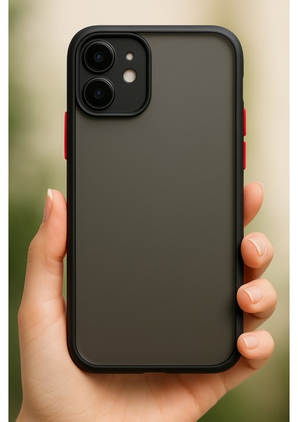 Apple iPhone 11 Kılıf Kamera Korumalı Mat Renkli Buzlu Hux Silikon Siyah fiyatları