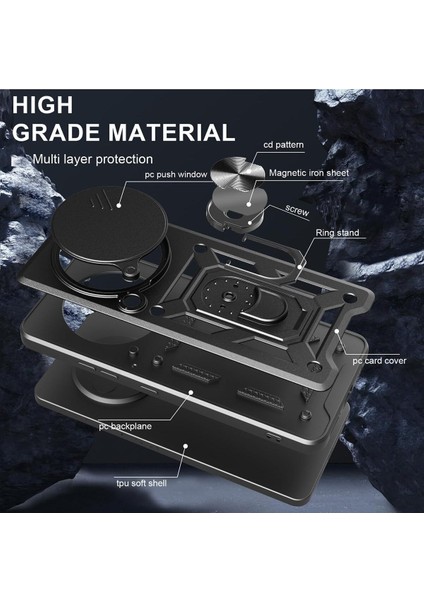 Honor 400 Pro 5g Kılıf Kamera Korumalı Sürgülü Yüzüklü Armor Military Tank Koruyucu Kapak