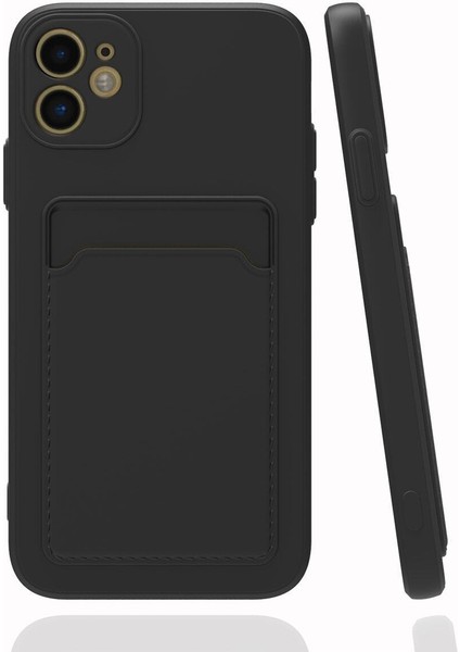 Apple iPhone 11 Kılıf Kamera Korumalı Kartlıklı Cüzdanlı Kırmızı Tuşlu Siyah Silikon Kapak indirimleri