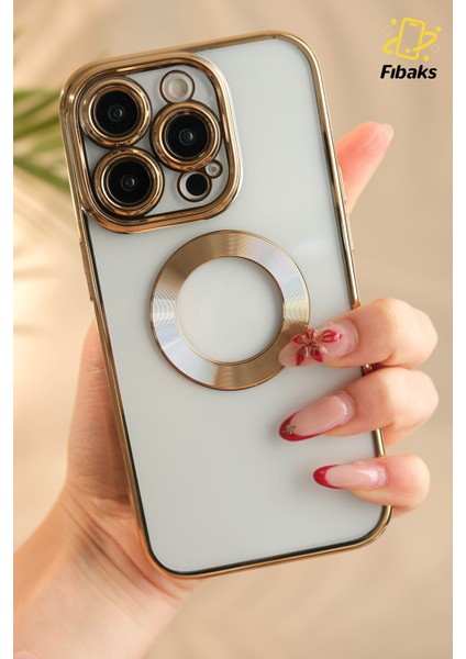 Apple iPhone 11 Pro Max Kılıf Logo Gösteren Parlak Kenarlı Kamera Lens Korumalı Şeffaf Omega Silikon Kapak