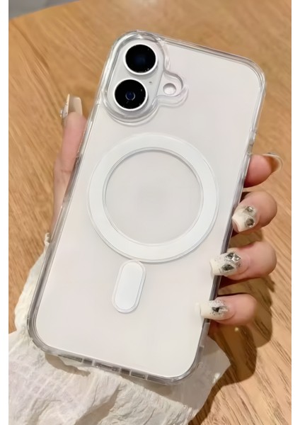 Apple iPhone 16 Kılıf Magsafe Wireless Kablosuz Şarj Destekli Sert Şeffaf Darbe Emici Kapak modelleri