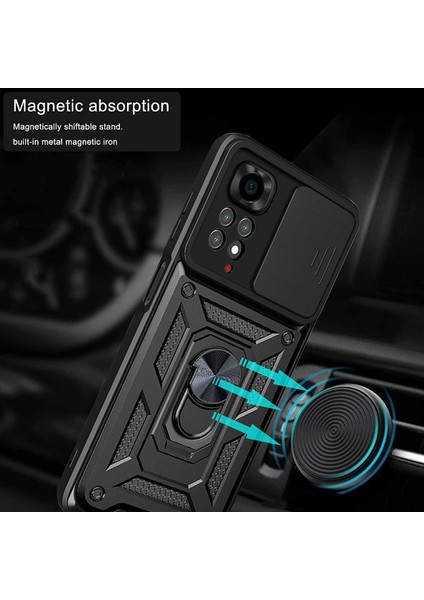 Xiaomi Redmi Note 12 Pro Kılıf Kamera Korumalı Sürgülü Yüzüklü Armor Military Tank Darbe Emici Kapak modelleri