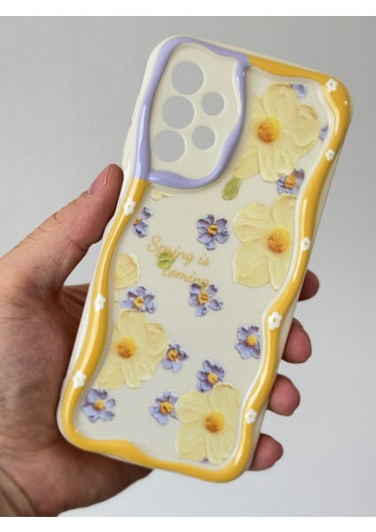 Samsung Galaxy A13 Uyumlu Kılıf Tasarımlı Desenli Kamera Korumalı Papatya Çiçek Renkli Silikon Kapak