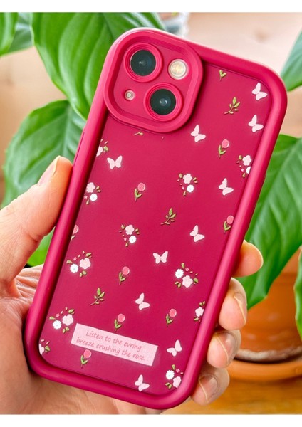 Apple iPhone 13 Kılıf Yumuşak Dokulu Kelebek ve Gül Desenli Yumuşak Kamera Korumalı Silikon Kapak fiyatları