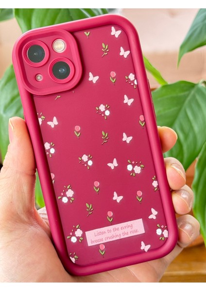 Apple iPhone 13 Kılıf Yumuşak Dokulu Kelebek ve Gül Desenli Yumuşak Kamera Korumalı Silikon Kapak fırsatları