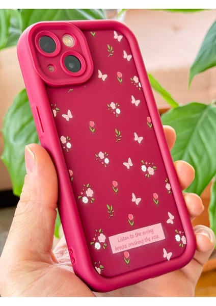 Apple iPhone 13 Kılıf Yumuşak Dokulu Kelebek ve Gül Desenli Yumuşak Kamera Korumalı Silikon Kapak indirimleri