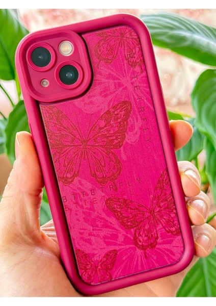 Apple iPhone 13 Kılıf Yumuşak Dokulu Kelebek Desenli Yumuşak Kamera Korumalı Mürdüm Silikon Kapak fırsatları