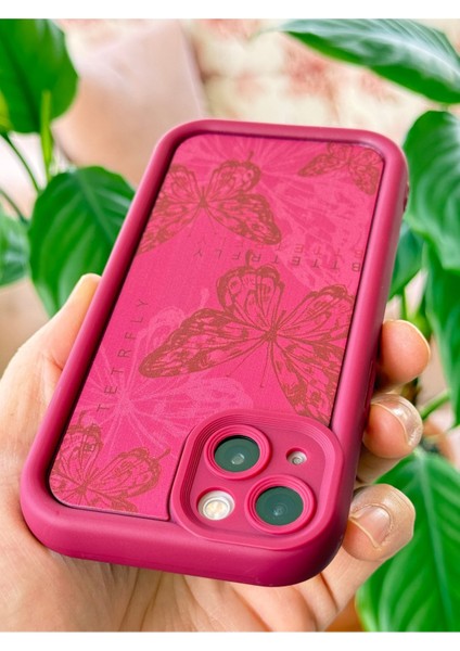 Apple iPhone 13 Kılıf Yumuşak Dokulu Kelebek Desenli Yumuşak Kamera Korumalı Mürdüm Silikon Kapak indirimleri