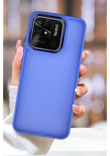 Xiaomi Redmi 9c Kılıf Metal Çerçeve Hassas Butonlu Renkli Buzlu Şeffaf Kapak