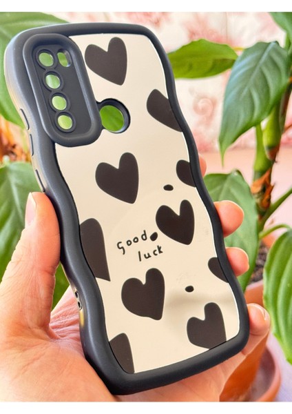 Xiaomi Redmi Note 8 Uyumlu Kılıf Aynalı Kalp Desenli Yumuşak Kenarlı Kamera Korumalı Silikon Kapak