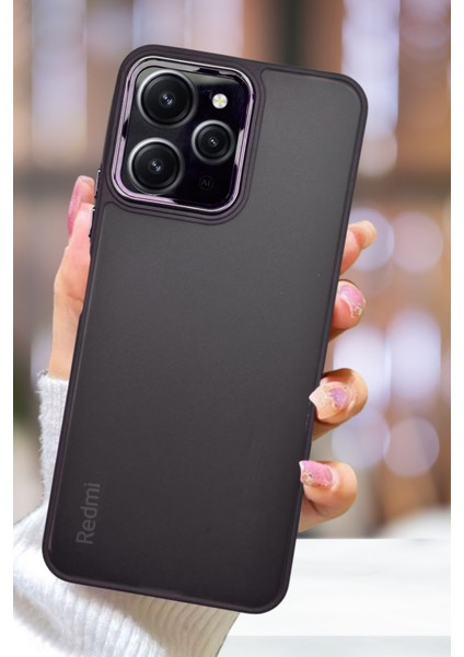 Xiaomi Redmi 12 4g Kılıf Metal Çerçeve Hassas Butonlu Renkli Buzlu Şeffaf Kapak