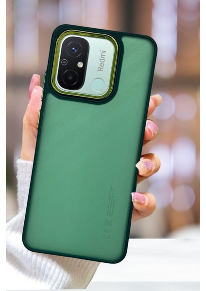 Xiaomi Redmi 12C Kılıf Metal Çerçeve Hassas Butonlu Renkli Buzlu Şeffaf Kapak