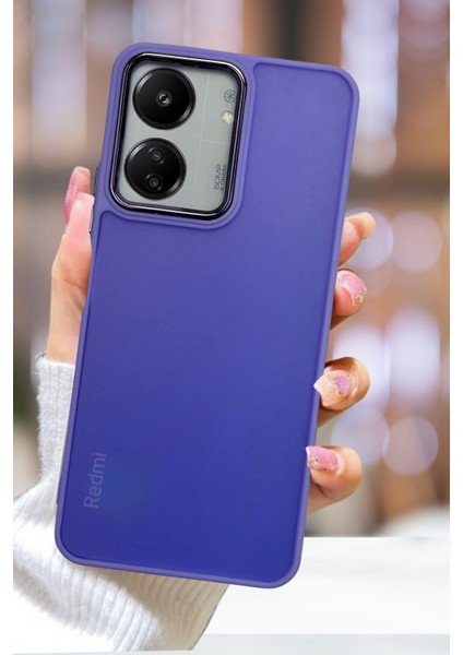 Xiaomi Redmi 13C Kılıf Metal Çerçeve Hassas Butonlu Renkli Buzlu Şeffaf Kapak