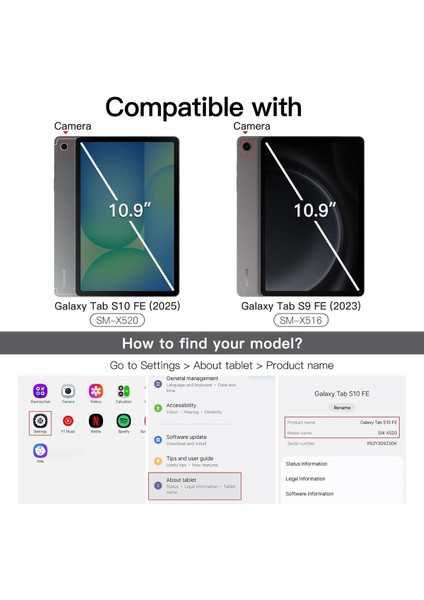 Samsung Galaxy Tab S9 FE/S10 Fe 10.9 Güçlü Manyetik Smart Kapak Devrilmez Standlı Uyku Modlu Tablet Kılıfı fiyatları