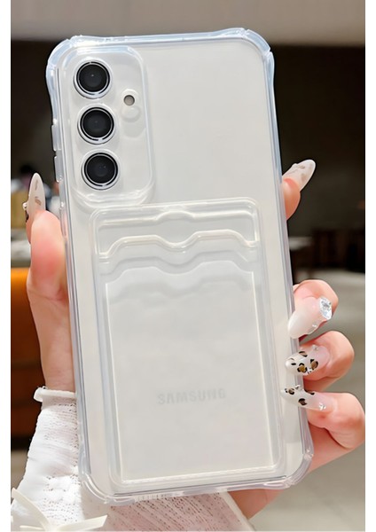 Samsung Galaxy A55 Kılıf Kamera Koruma ve Köşe Korumalı Kartlıklı Cüzdanlı Darbe Emici Kapak