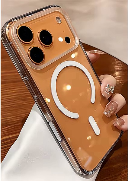 iPhone 17 Pro Max Magsafe Kılıf Wireless Kablosuz Şarj Destekli Kamera Korumalı Şeffaf Darbe Emici