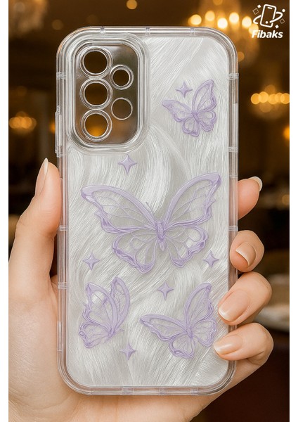 Samsung Galaxy A32 Kılıf Parlak Hologramlı Kelebek Desenli Darbe Emici Kamera Korumalı Renkli Silikon fiyatları