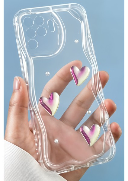 Oppo Reno 5 Lite Kılıf 3D Kalpli Inci Tasarımlı Desenli Kamera Korumalı Şeffaf Silikon Kapak fiyatları