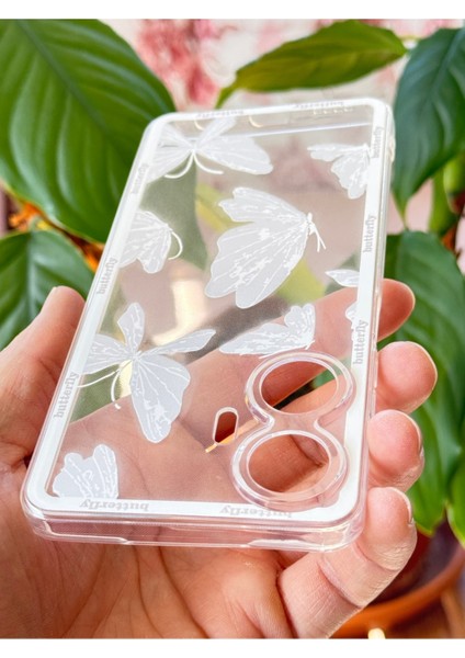 Realme C55 Uyumlu Kılıf Tasarımlı Desenli Kamera Korumalı Şeffaf Kelebek Esnek Yumuşak Silikon Kapak