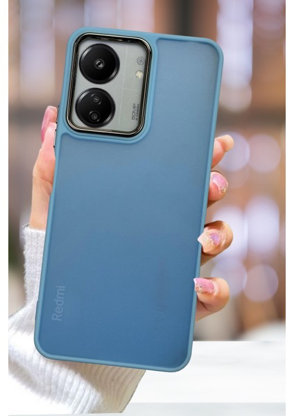 Xiaomi Redmi 13C Kılıf Metal Çerçeve Hassas Butonlu Renkli Buzlu Şeffaf Kapak