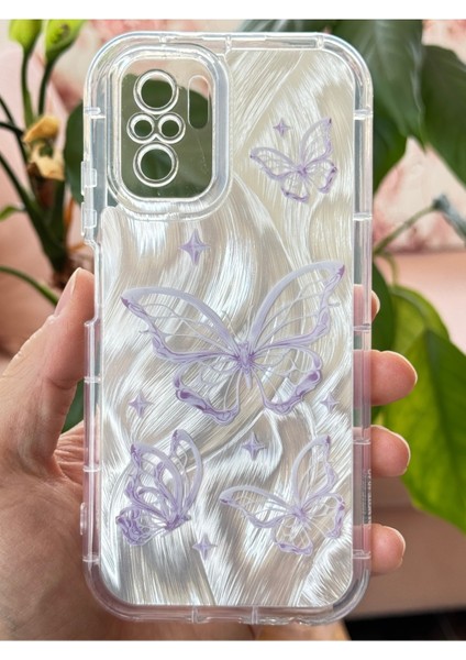 Xiaomi Redmi Note 10-10S Kılıf Parlak Hologramlı Kelebek Desenli Darbe Emici Kamera Korumalı Renkli Silikon fırsatları
