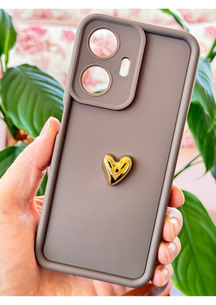 Realme C55 Kılıf 3D Kalp Tasarımlı Kahverengi Desenli Yumuşak Kamera Korumalı Silikon Kapak fiyatları