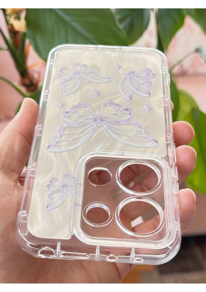 Xiaomi Redmi Note 13 Pro 4g Kılıf Parlak Hologramlı Kelebek Desenli Darbe Emici Kamera Korumalı Silikon