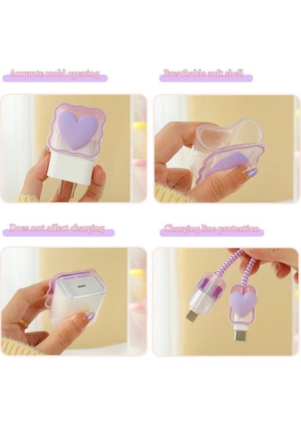 18W/20W Uyumlu Kalp Desenli Şarj Aleti Koruyucu Kılıf Şarj Kablo Örme Aparatlı Koruyucu Toparlayıcı indirimleri