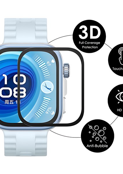 Huawei Watch Fit 4 Pro Uyumlu Tam Kaplayan Kavisli Siyah Çerçeveli Pet Saat Ekran Koruyucu modelleri