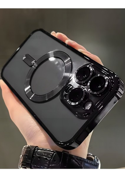 Apple iPhone 13 Pro Max Kılıf Kamera Lens Korumalı Magsafe Şarj Kilifi Şeffaf Renkli Yumuşak Kapak