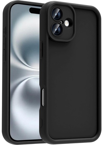 Apple iPhone 16 Kılıf Kamera Korumalı Yumuşak Dokulu Darbe Emici Siyah Silikon Kapak