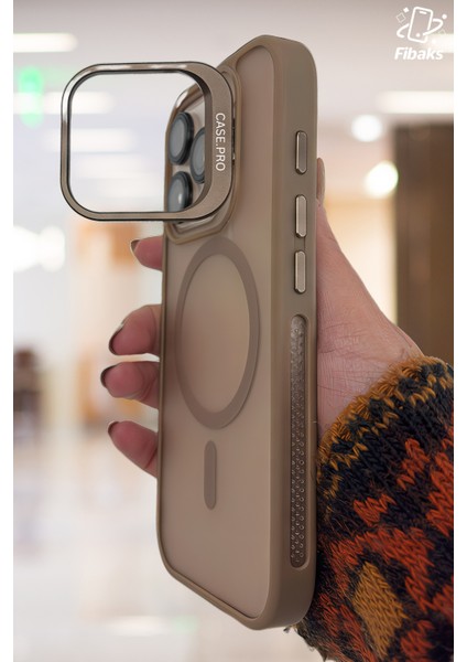 Apple iPhone 16 Pro Uyumlu Kılıf Standlı Mat Magsafe Metal Tuşlu Kamera Lens Wonk Kapak
