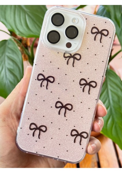 Apple iPhone 13 Pro Max Uyumlu Kılıf Simli Siyah Fiyonk Desenli Renkli Parlak Darbe Emici Kapak fiyatları