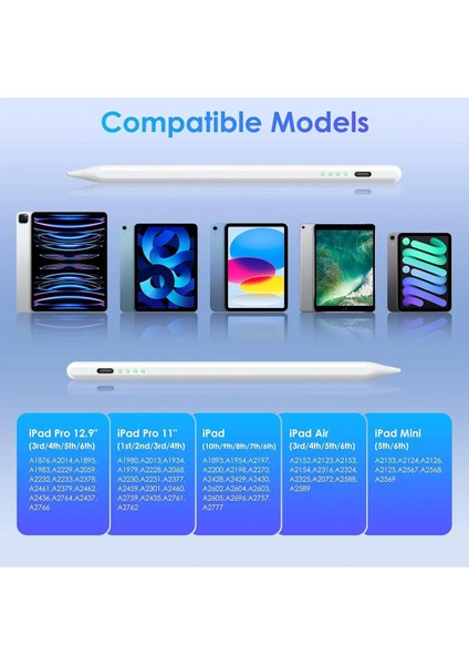 Apple İpad A16 Air 6/7/8/9/10/11/12. Nesil Avuç Içi Red Özellik Palm Rejection Tablet Kalemi Stylus Yazı Çizim fiyatları
