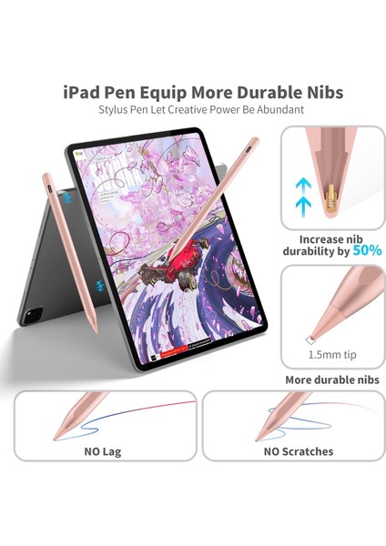 Apple iPad A16 Air 6/7/8/9/10/11/12. Nesil Avuç Içi Red Palm Rejection Tablet Kalemi Stylus Yazı Çizim 2 Uç fırsatları