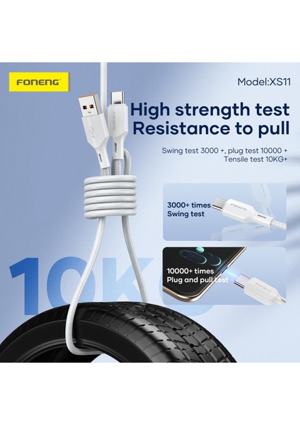 Samsung Huawei Xiaomi iPhone Uyumlu 60W Type-C To Type-C 1 Metre Foneng Örgü Hızlı Şarj Data Kablosu indirimleri