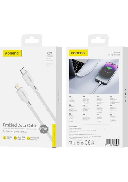 30W iPhone 7 8 x Xr 11 12 13 14 Mini Plus Pro Max Uyumlu Type-C To Lightining Hızlı Şarj Kablosu fırsatları