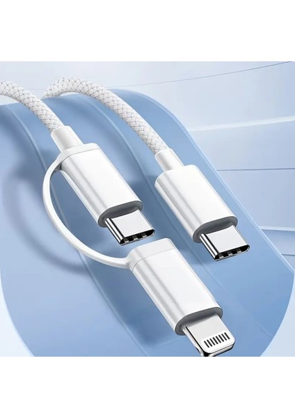 60W iPhone Samsung Xiaomi Oppo Huawei Type-C Lightining 2in1 1m Halat Örgü Hızlı Şarj Data Kablosu fiyatları
