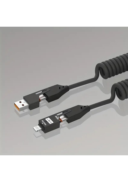 4in1 Pd 65 Watt Type-C/27 Watt iPhone Spiral Kablo Kırılmaz Uç 1.5 Metre Hızlı Şarj ve Data Kablosu iPhone Samsung Xiaomi Oppo Huawei Uyumlu fiyatları