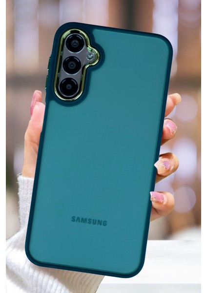 Samsung Galaxy A34 Kılıf Metal Çerçeve Hassas Butonlu Renkli Buzlu Şeffaf Kapak
