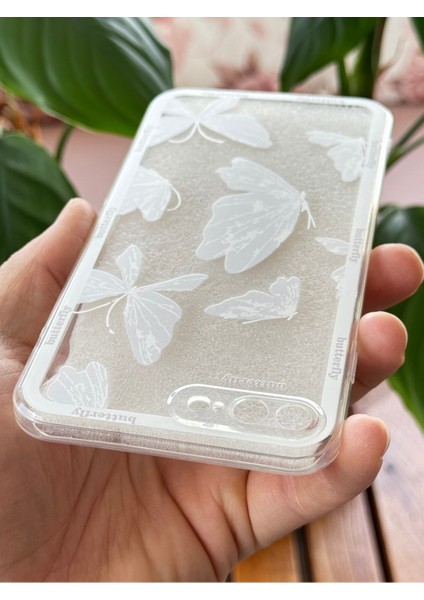Apple iPhone 7/8 Plus Kılıf Tasarımlı Desenli Kamera Korumalı Şeffaf Kelebek Esnek Yumuşak Silikon Kapak