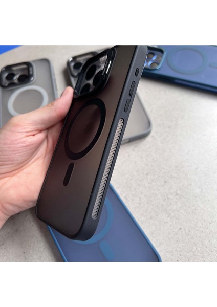 Apple iPhone 16 Pro Uyumlu Kılıf Standlı Mat Magsafe Metal Tuşlu Kamera Lens Wonk Kapak fırsatları