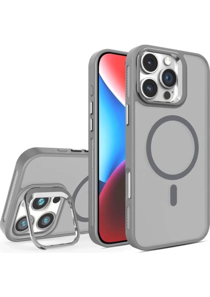 Apple iPhone 16 Pro Uyumlu Kılıf Standlı Mat Magsafe Metal Tuşlu Kamera Lens Wonk Kapak fiyatları