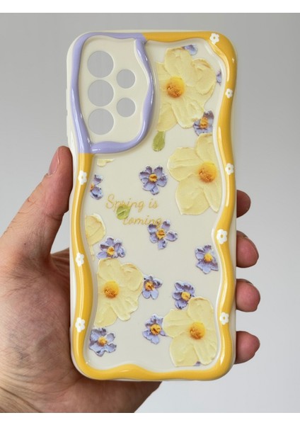 Samsung Galaxy A13 Uyumlu Kılıf Tasarımlı Desenli Kamera Korumalı Papatya Çiçek Renkli Silikon Kapak