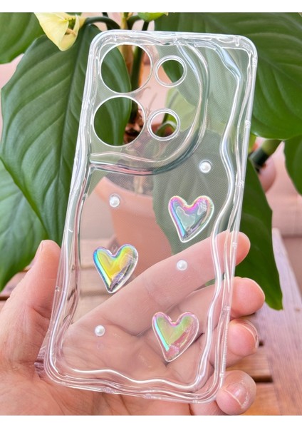 Xiaomi Redmi Note 13 Pro 4g Kılıf 3D Kalpli Inci Tasarımlı Desenli Kamera Korumalı Silikon Kapak fiyatları