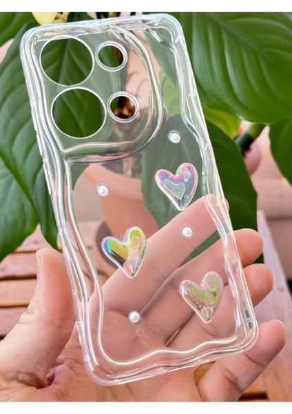 Xiaomi Redmi Note 13 Pro 4g Kılıf 3D Kalpli Inci Tasarımlı Desenli Kamera Korumalı Silikon Kapak modelleri
