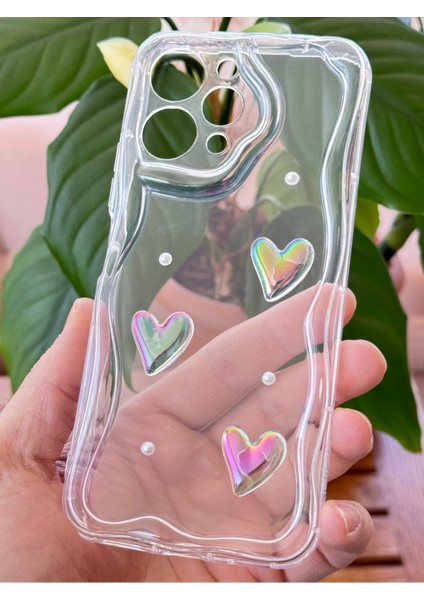 Xiaomi Redmi 12 4g Kılıf 3D Kalpli Inci Tasarımlı Desenli Kamera Korumalı Şeffaf Silikon Kapak fiyatları