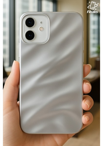 Apple iPhone 11 Kılıf Parlak Kabartmalı Dalga Tasarımlı Desenli Gümüş Darbe Emici Silikon Kapak fiyatları
